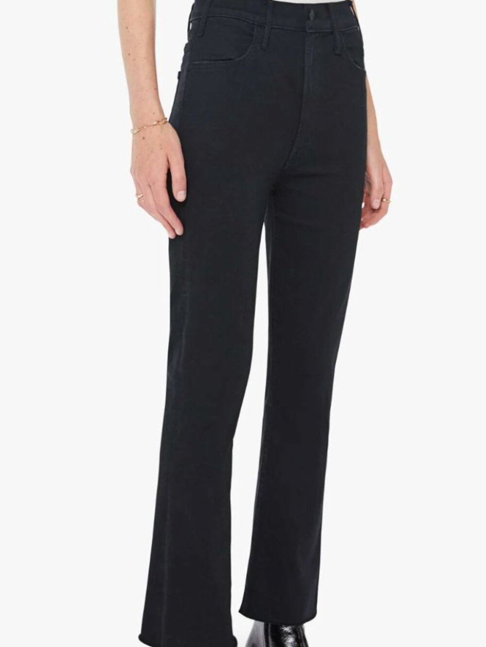 MOTHER The Hustler Ankle Fray Black Jeans Size 30